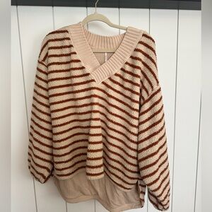 Free people v neck striped sweater
